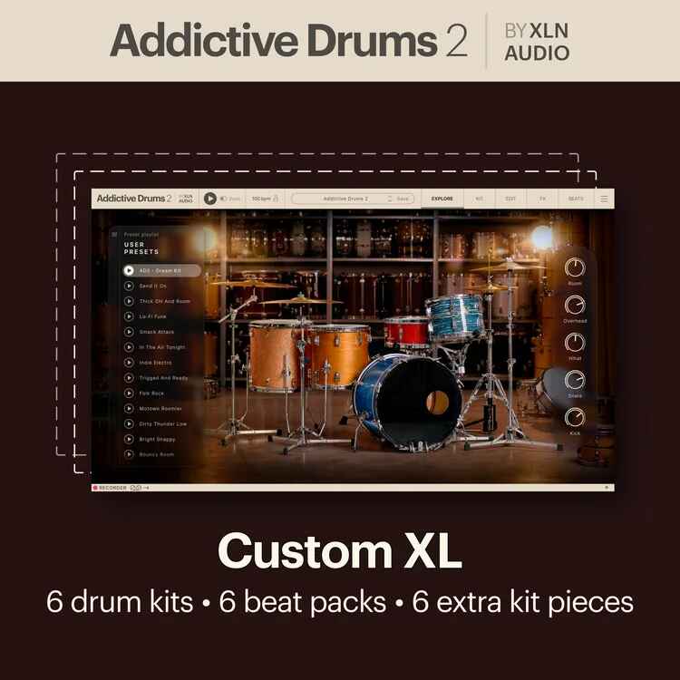 XLN Audio Addictive Drums 2 Custom XL Bundle (6 Adpaks/MIDI/